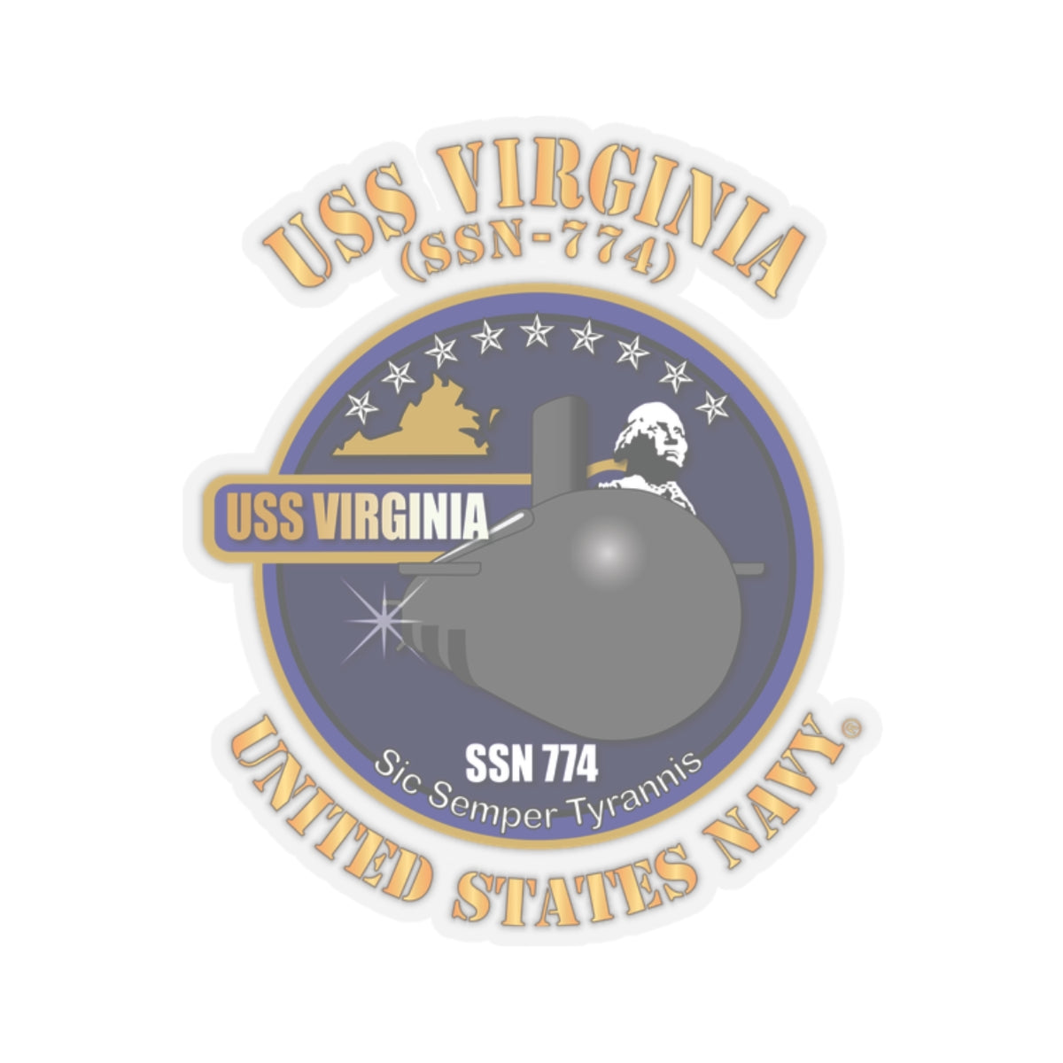 Kiss-Cut Stickers - Navy - USS Virginia (SSN-774) X 300
