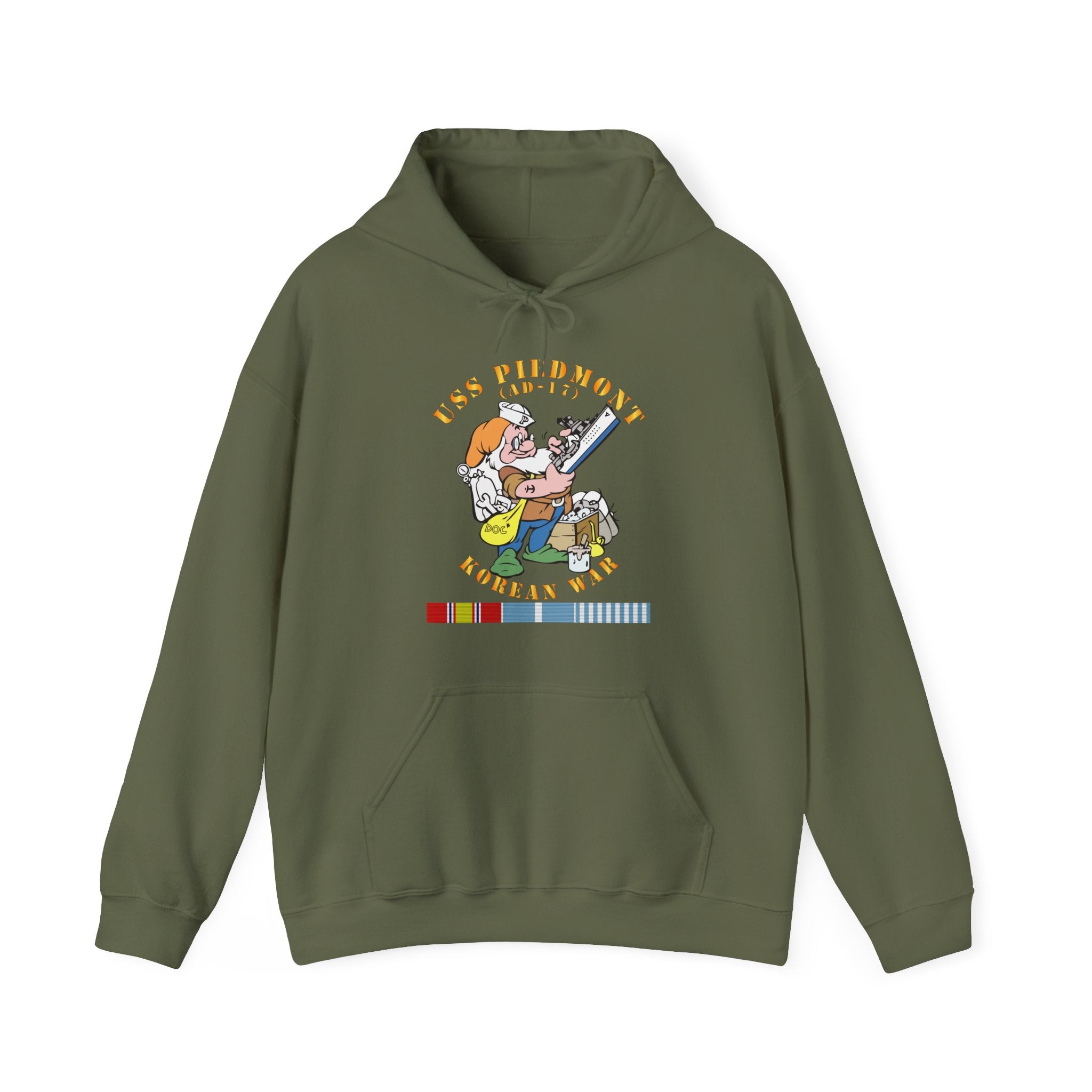 Unisex Heavy Blend™ Hoodies - Navy - USS Piedmont (AD-17) w KOREA SVC - Korean War