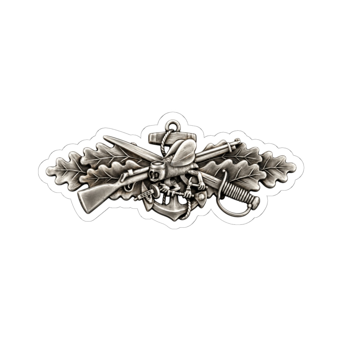 Kiss-Cut Stickers - Navy - Badge - Seabee combat warfare specialist wo txt - Enlisted - 3D - Enhanced
