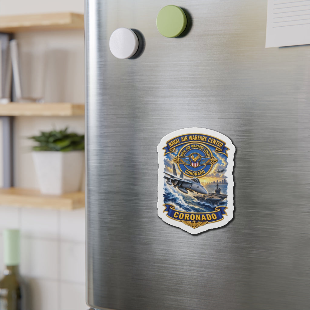 Die-Cut Magnet - NAVY - Naval Air Warfare Center - Coronado - Crest - with Scene - 3D - Enhanced