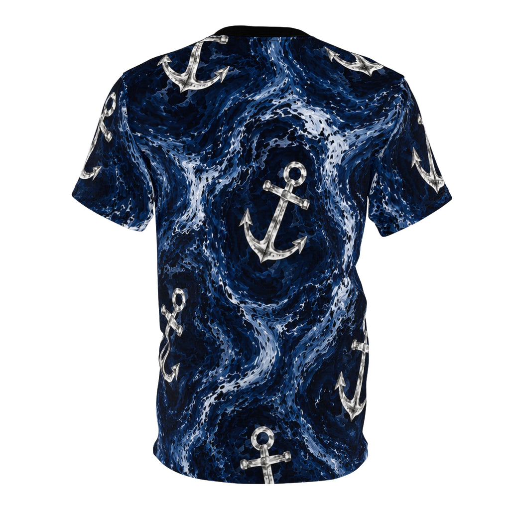 Navy Anchor Hydrorip All-Over Print Tee — Navy Wave Military Shirt