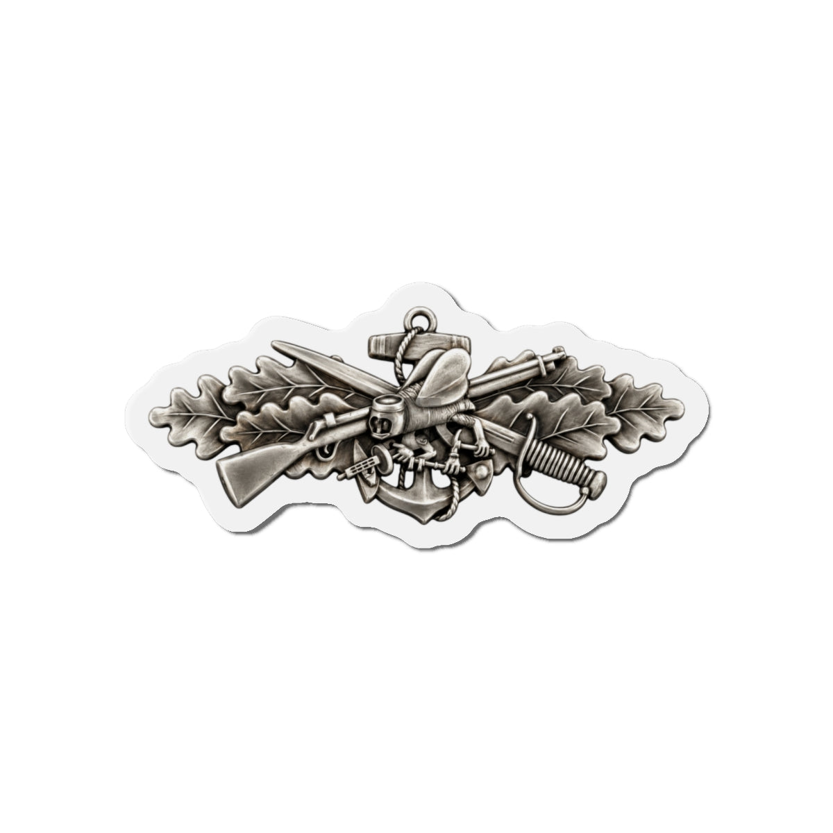 Die-Cut Magnet - Navy - Badge - Seabee combat warfare specialist wo txt - Enlisted - 3D - Enhanced