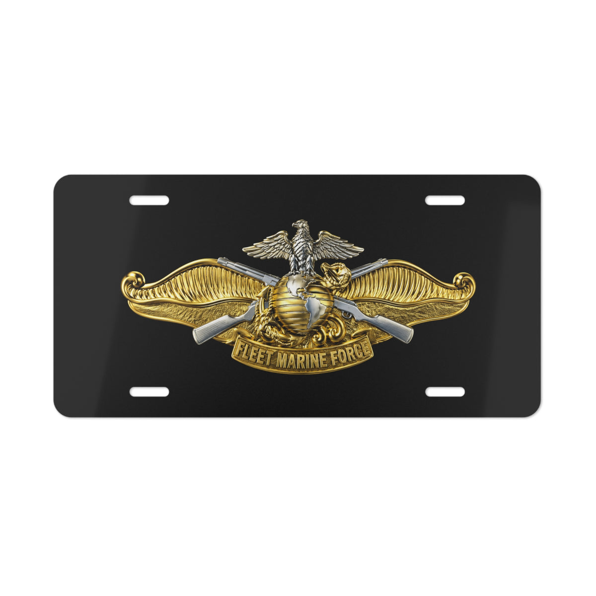Vanity License Plate - Navy - Badge - Fleet Marine Force (FMF) wo txt - Officer - 3D - Enhanced