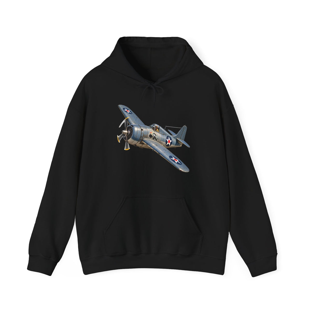 Unisex Heavy Blend™ Hoodies - NAVY - VF - 3 - Wildcat w FELIX WWI Insignia - 3D - Enhanced