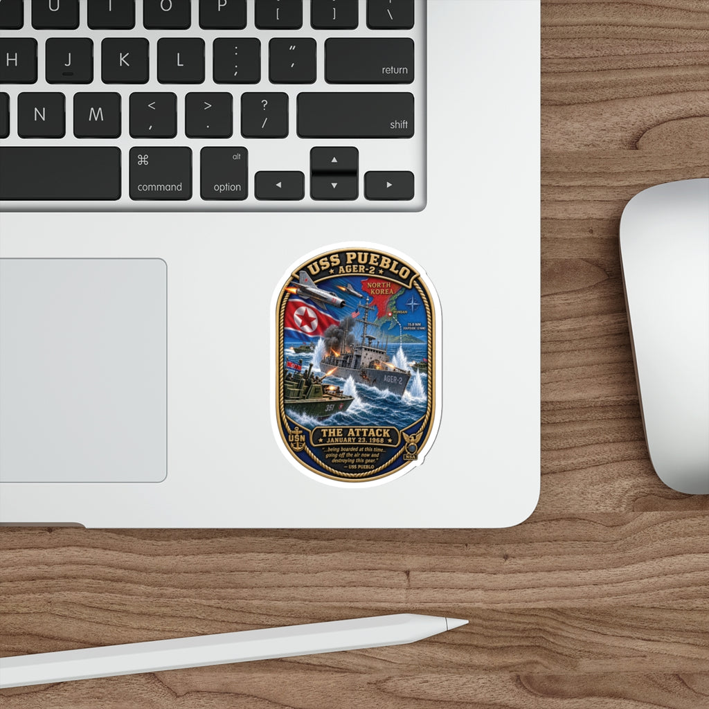Die-Cut Vinyl Sticker - USS Pueblo Attack-Defense Commemorative Patch