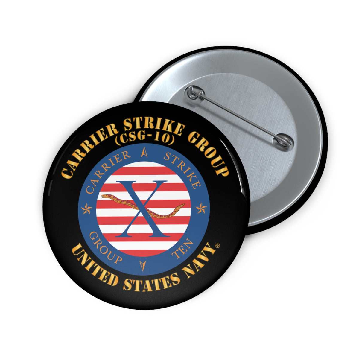 Custom Pin Button - Navy - Carrier Strike Group 10 (CSG-10) X 300