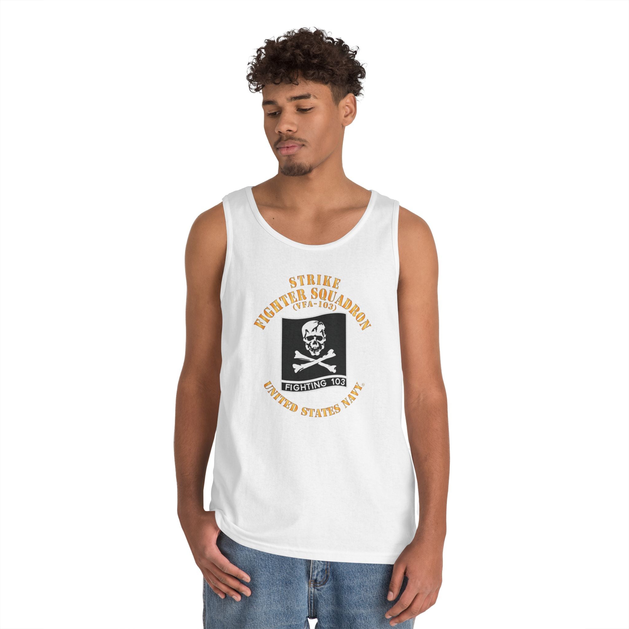Unisex Heavy Cotton Tank Top - Navy - Strike Fighter Squadron 103 (VFA-103)