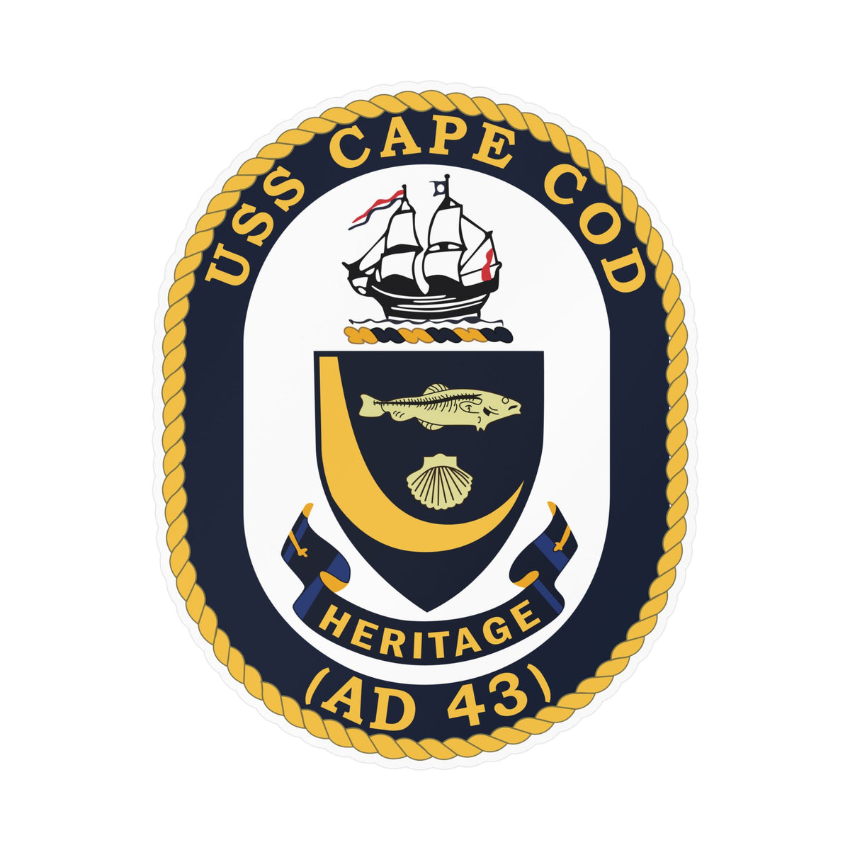 Kiss-Cut Vinyl Decal - Navy - USS Cape Cod (AD 43) wo txt X 300
