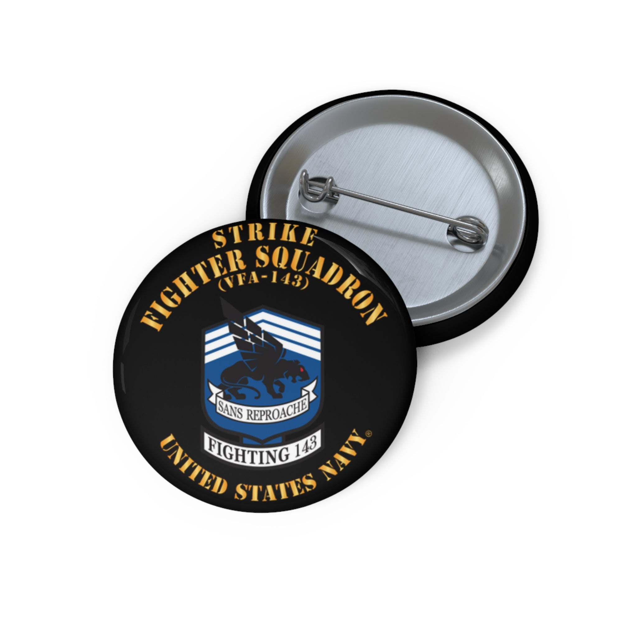 Custom Pin Button - Navy - Strike Fighter Squadron 143 (VFA-143)
