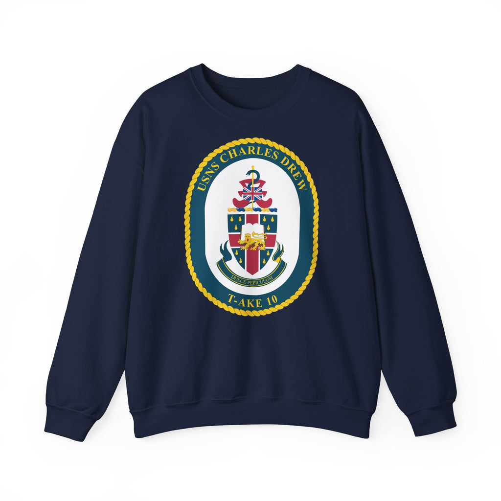 Unisex Heavy Blend™ Crewneck Sweatshirt - Navy - USNS Charles Drew (T-AKE 10) wo txt