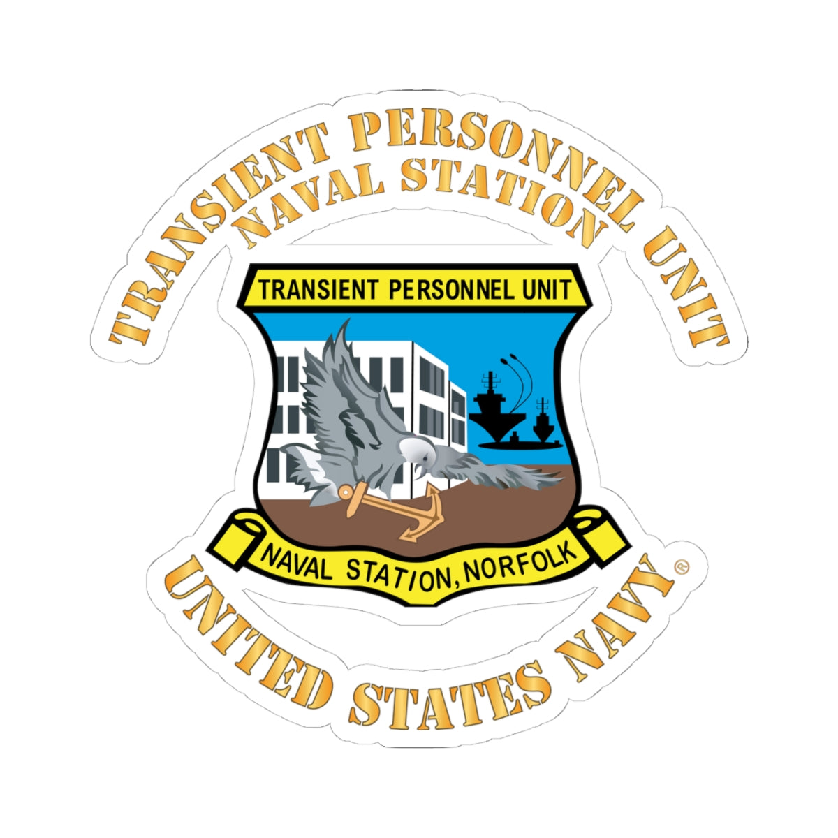 Kiss-Cut Stickers - Navy - Transient Personnel Unit - Naval Station Norfolk