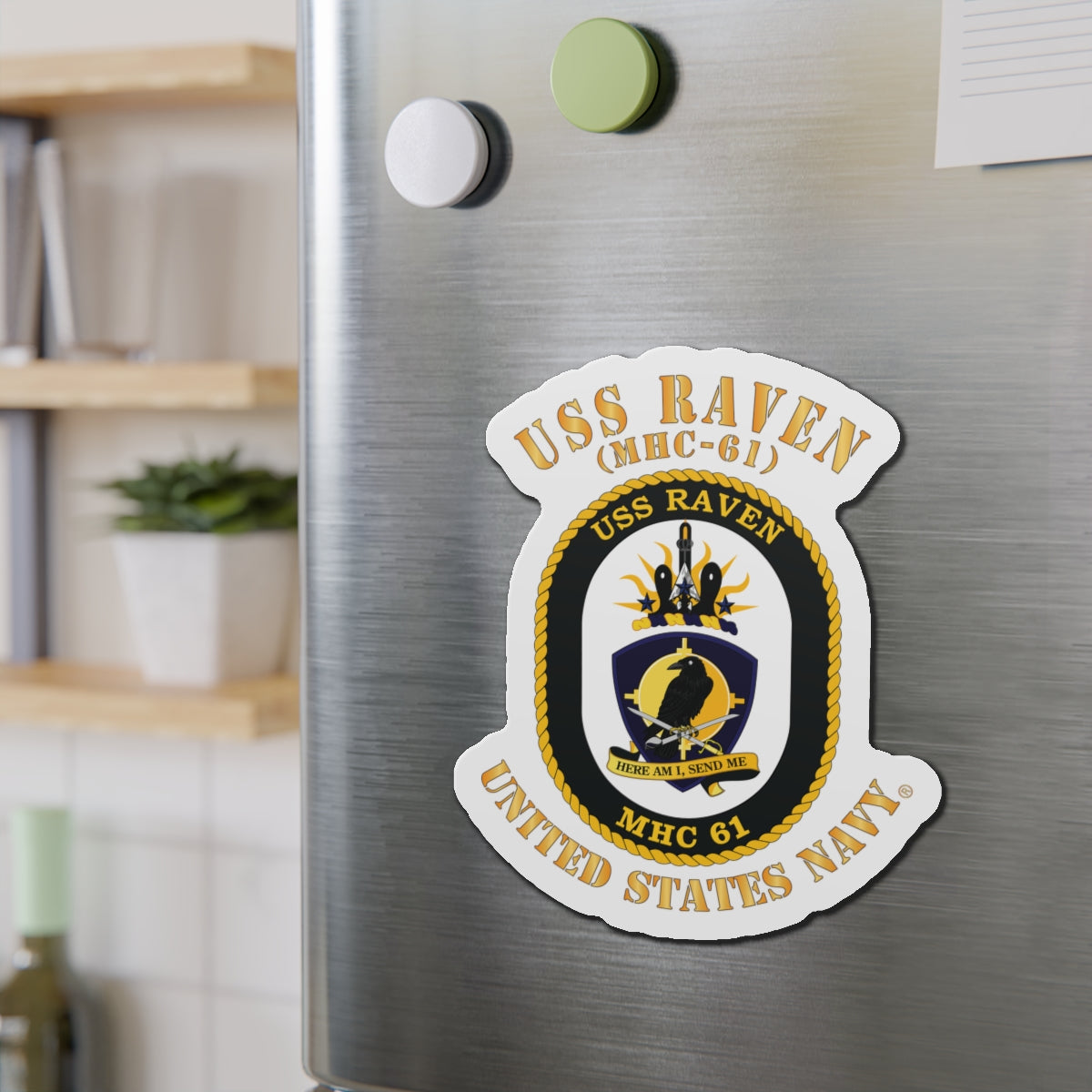 Die-Cut Magnet - Navy - USS Raven (MHC-61)