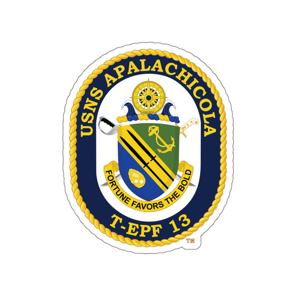 Die-Cut Vinyl Sticker - Navy - USNS Apalachicola (T-EPF 13) wo txt
