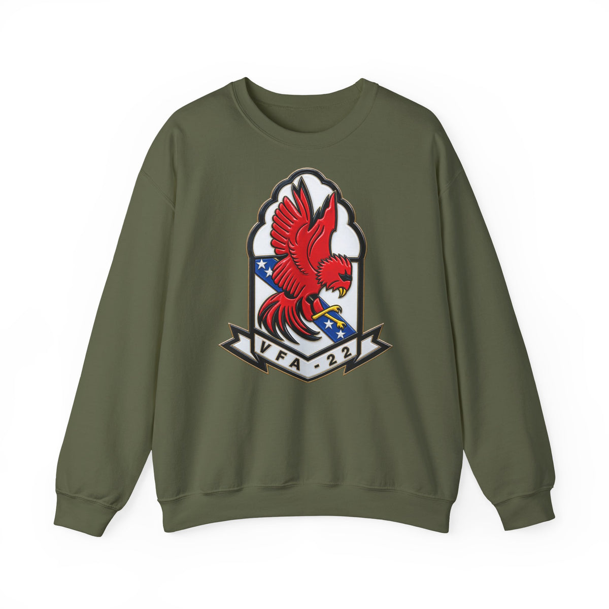 Unisex Heavy Blend™ Crewneck Sweatshirt - Strike Fighter Squadron 22nd - SSI without Txt - Fighting Redcocks - 3D - Enhanced