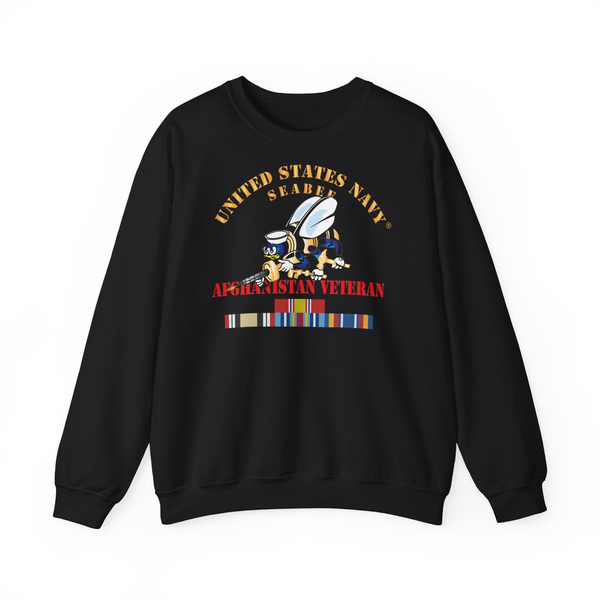 Unisex Heavy Blend™ Crewneck Sweatshirt - Navy - Seabee - Afghanistan Veteran