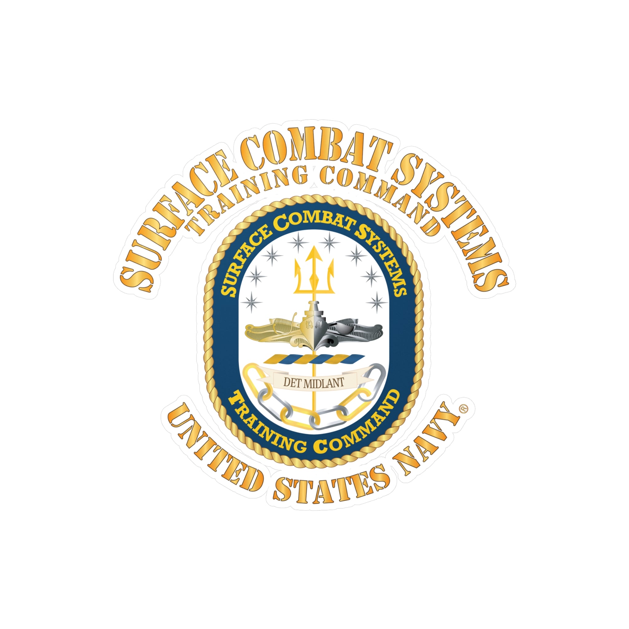 Kiss-Cut Vinyl Decal - Navy - Surface Combat Systems Training Command - DET MIDLANT