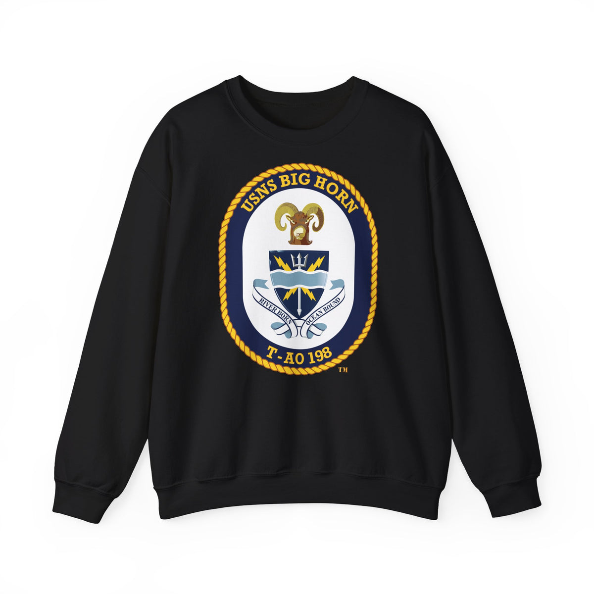 Unisex Heavy Blend™ Crewneck Sweatshirt - Navy - USNS Big Horn (T-AO 198) wo txt