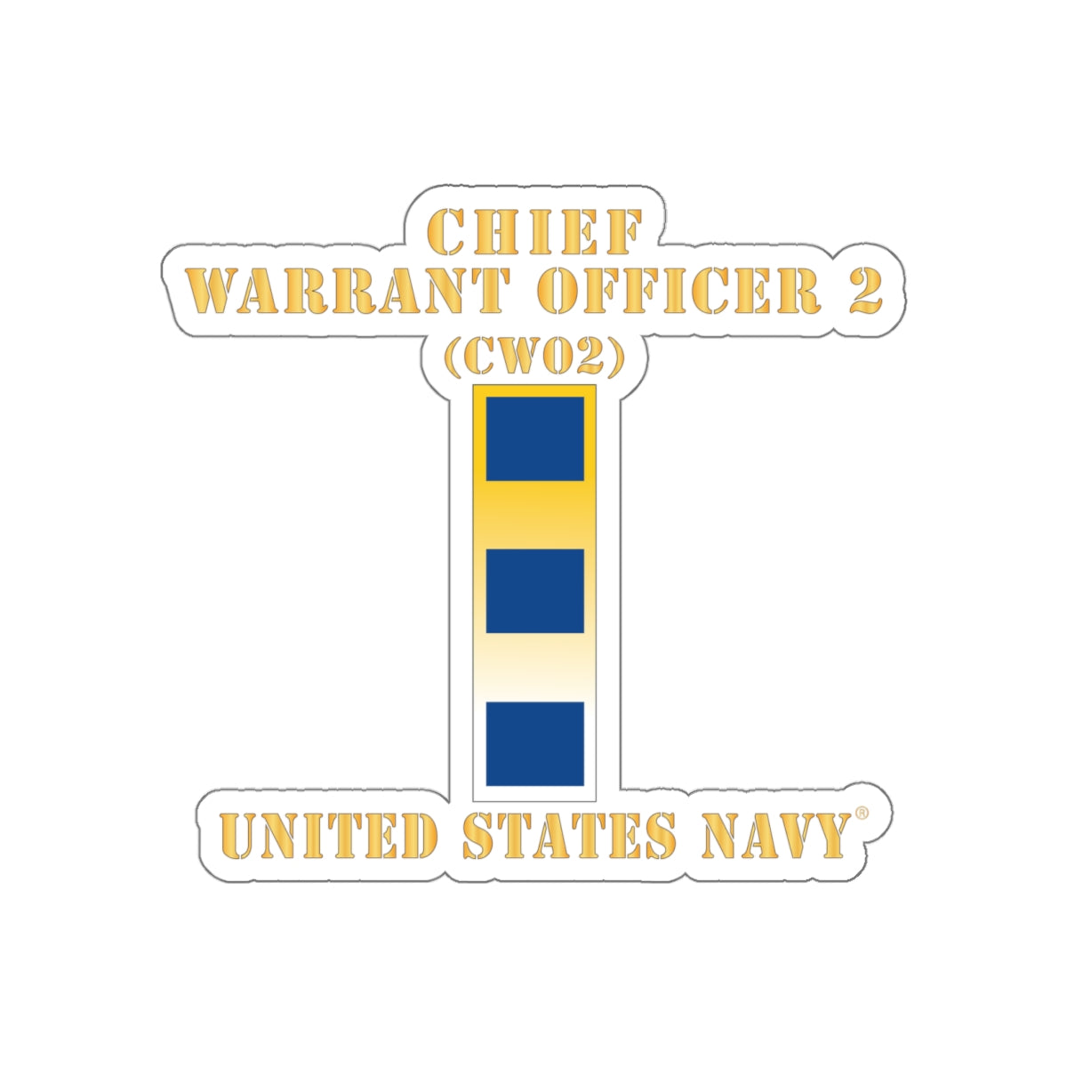Die-Cut Vinyl Sticker - Navy - Chief Warrant Officer 2 - CW02