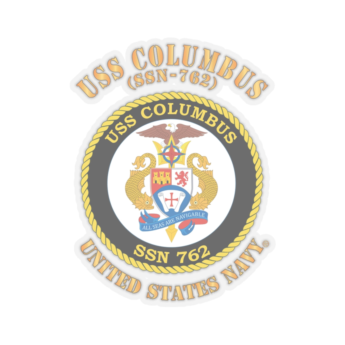 Kiss-Cut Stickers - Navy - USS Columbus (SSN-762)