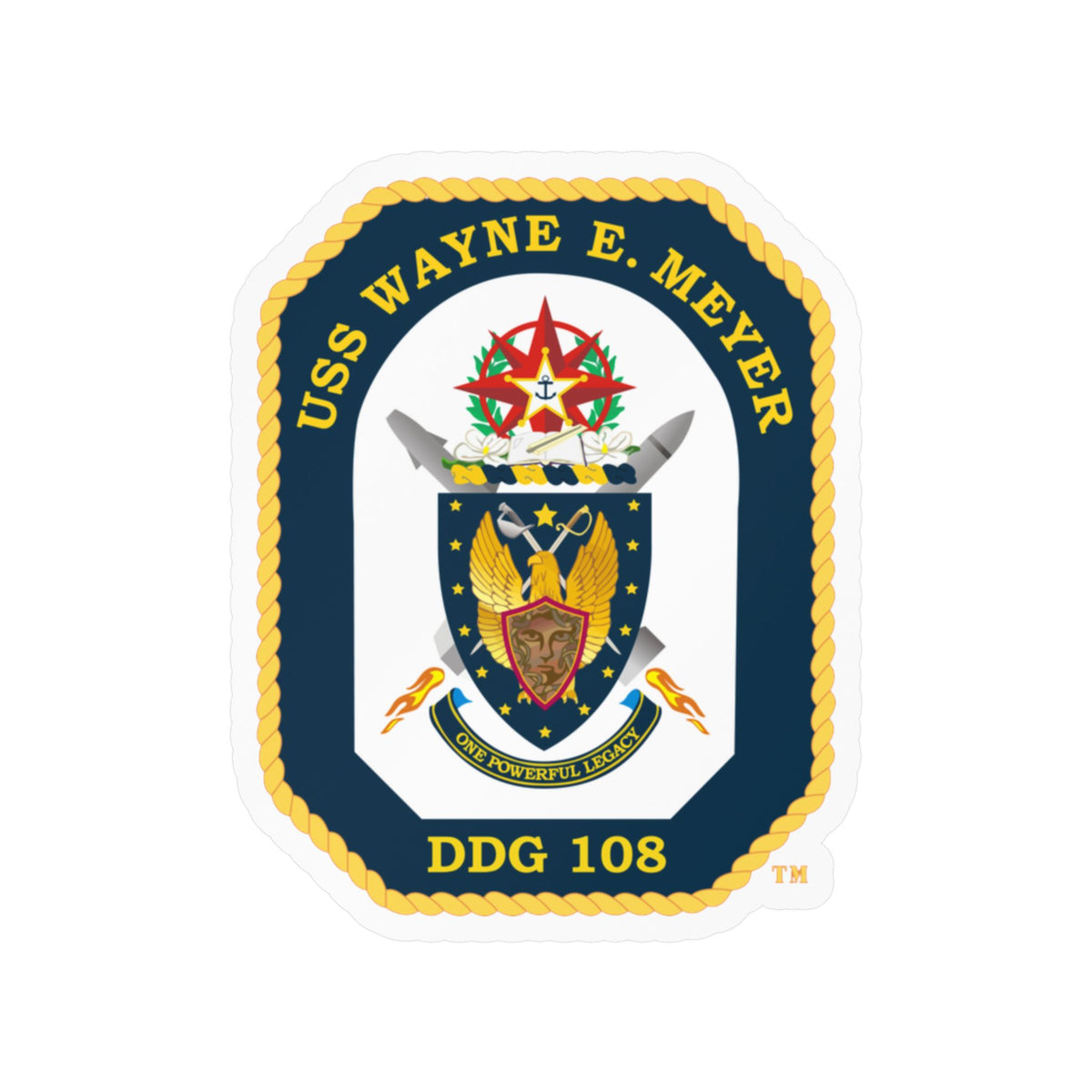 Kiss-Cut Vinyl Decal - Navy - USS Wayne E. Meyer (DDG-108) wo txt X 300