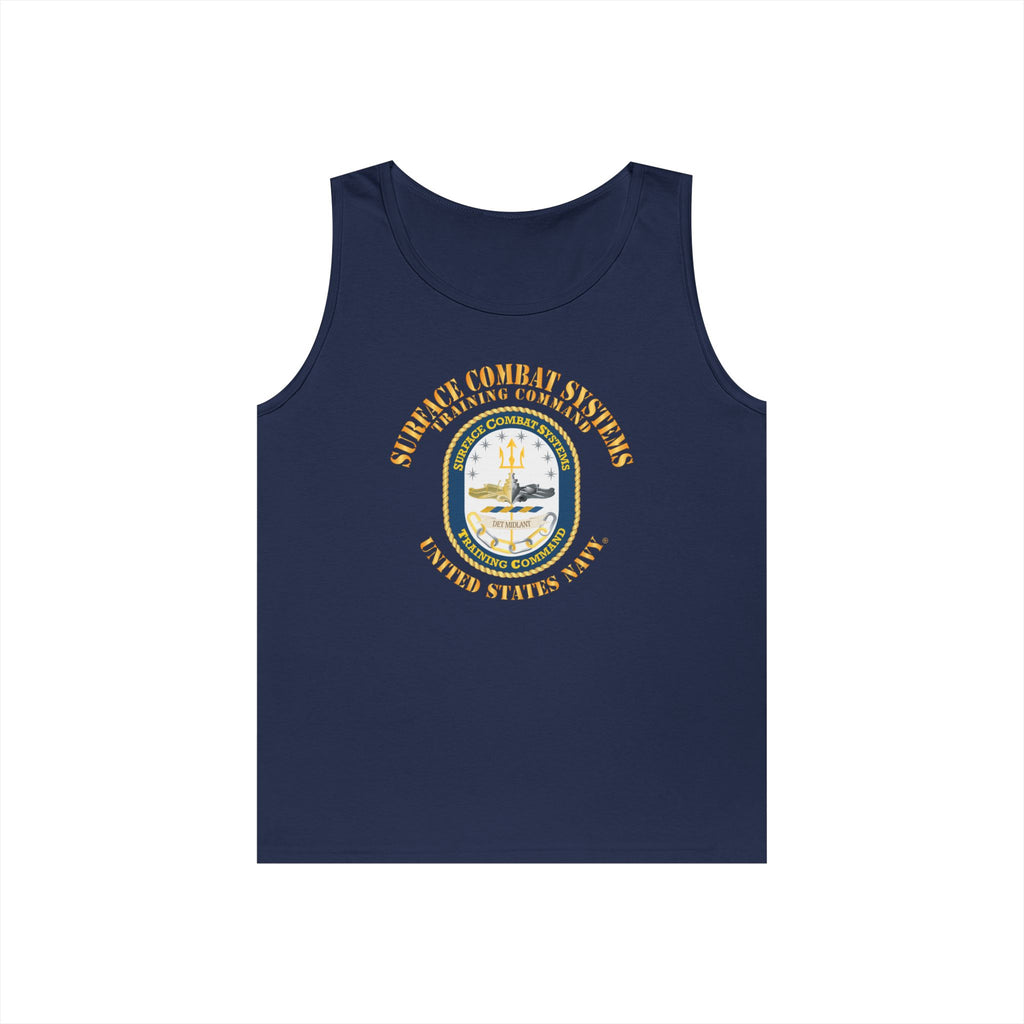 Unisex Heavy Cotton Tank Top - Navy - Surface Combat Systems Training Command - DET MIDLANT