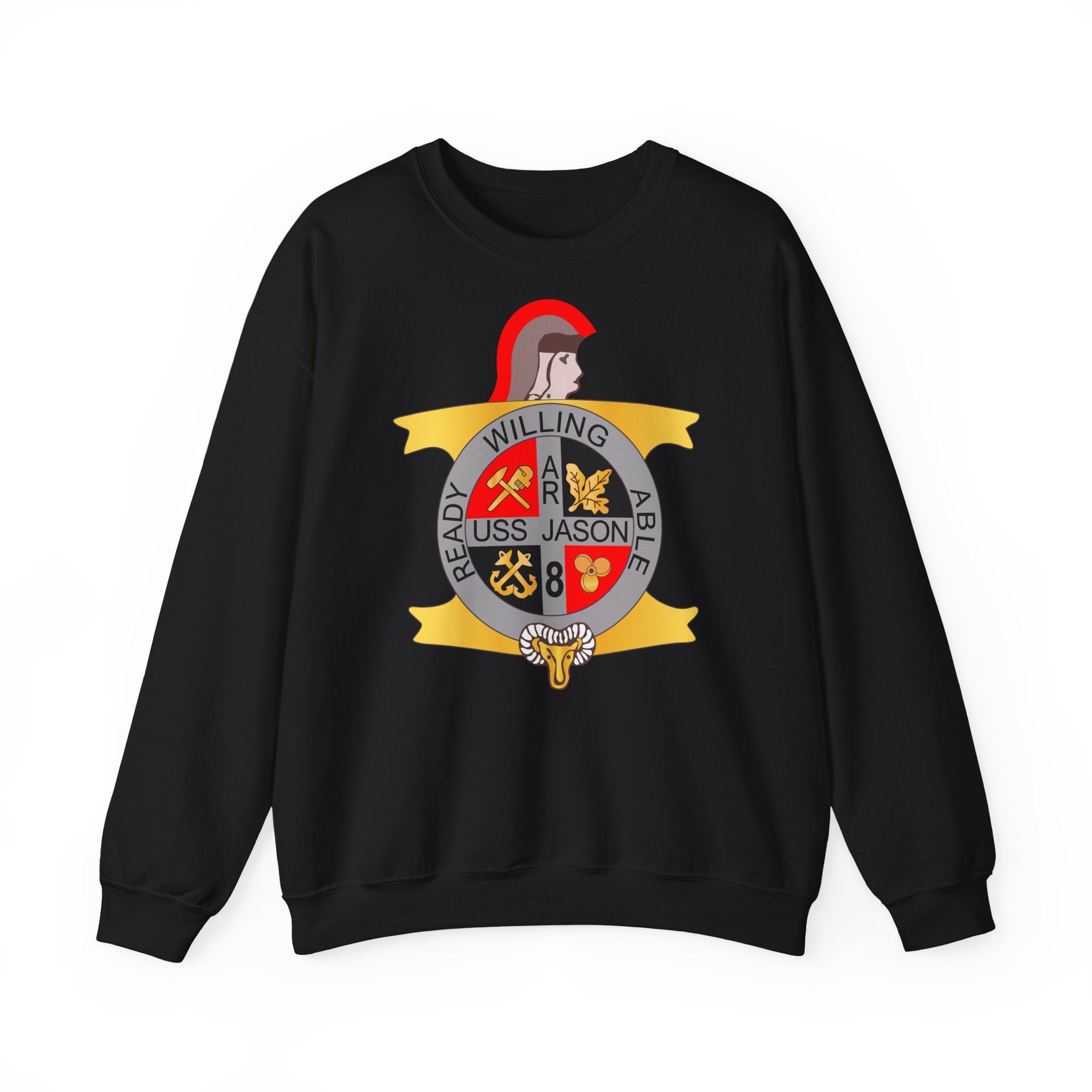 Unisex Heavy Blend™ Crewneck Sweatshirt - Navy - USS Jason (AR-8) wo Txt