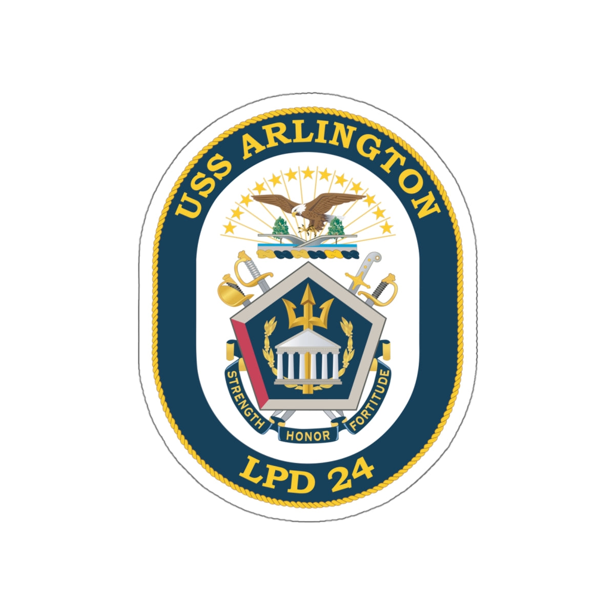 Die-Cut Vinyl Sticker - Navy - USS Arlington (LPD-24) wo txt