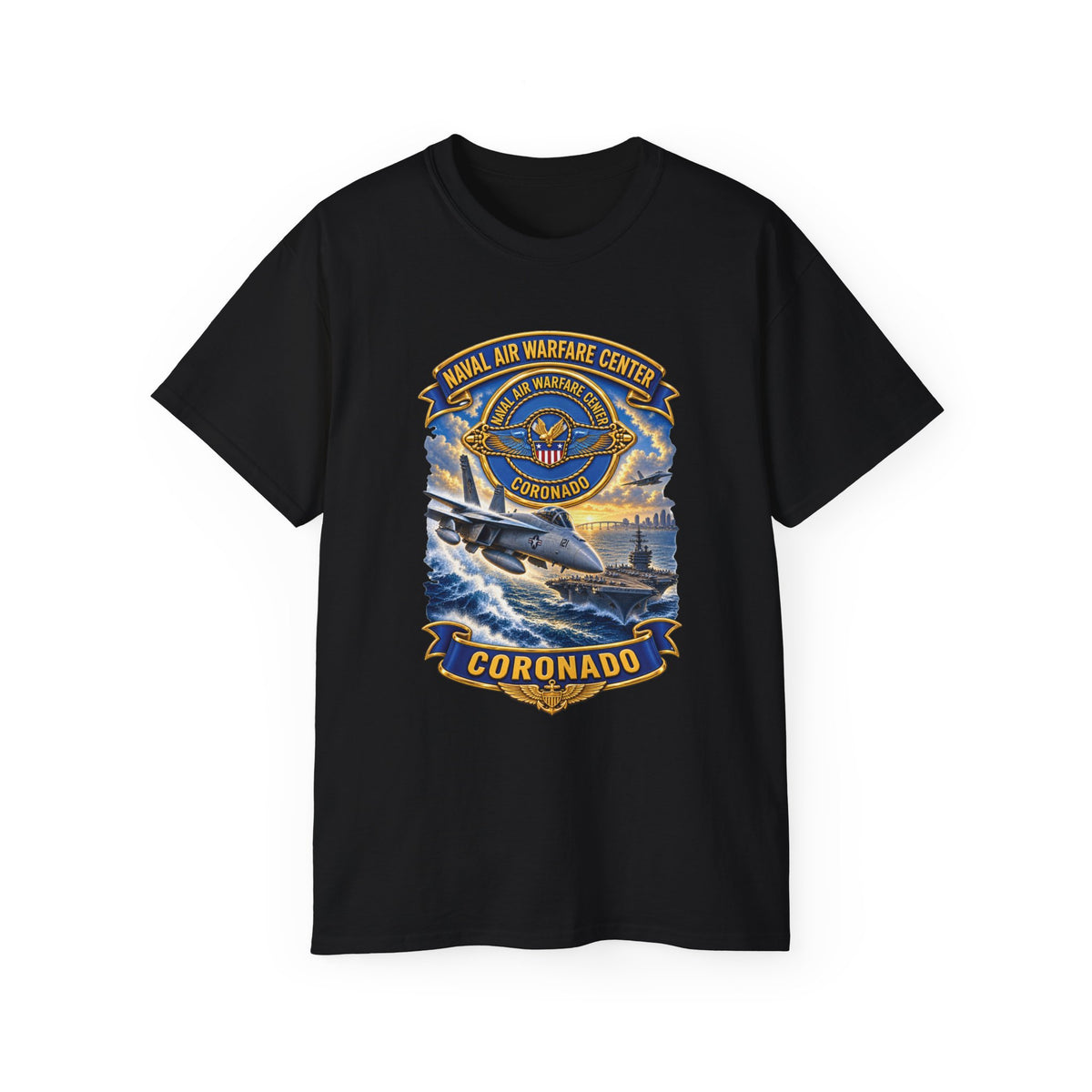 Unisex Ultra Cotton T-Shirt - NAVY - Naval Air Warfare Center - Coronado - Crest - with Scene - 3D - Enhanced