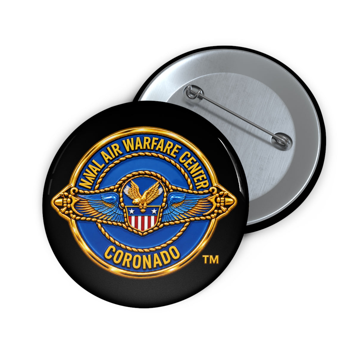 Pin Button - Navy - Naval Air Warfare Center - Coronado - Crest - 3D - Enhanced