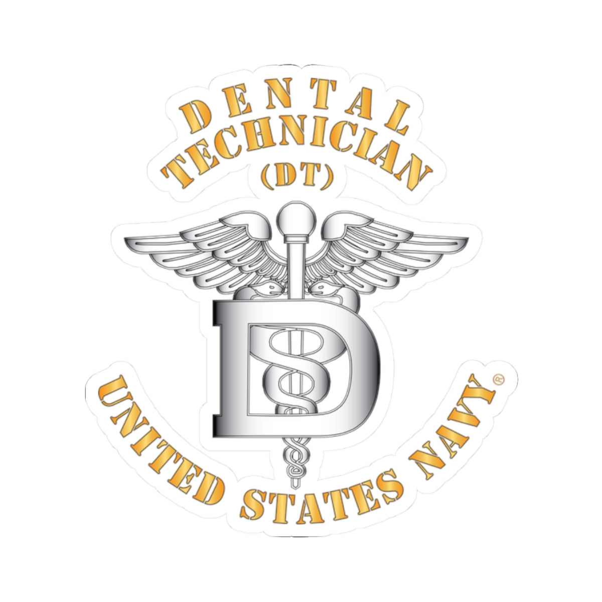 Kiss-Cut Stickers - Navy - Rate - Dental Technician (DT)