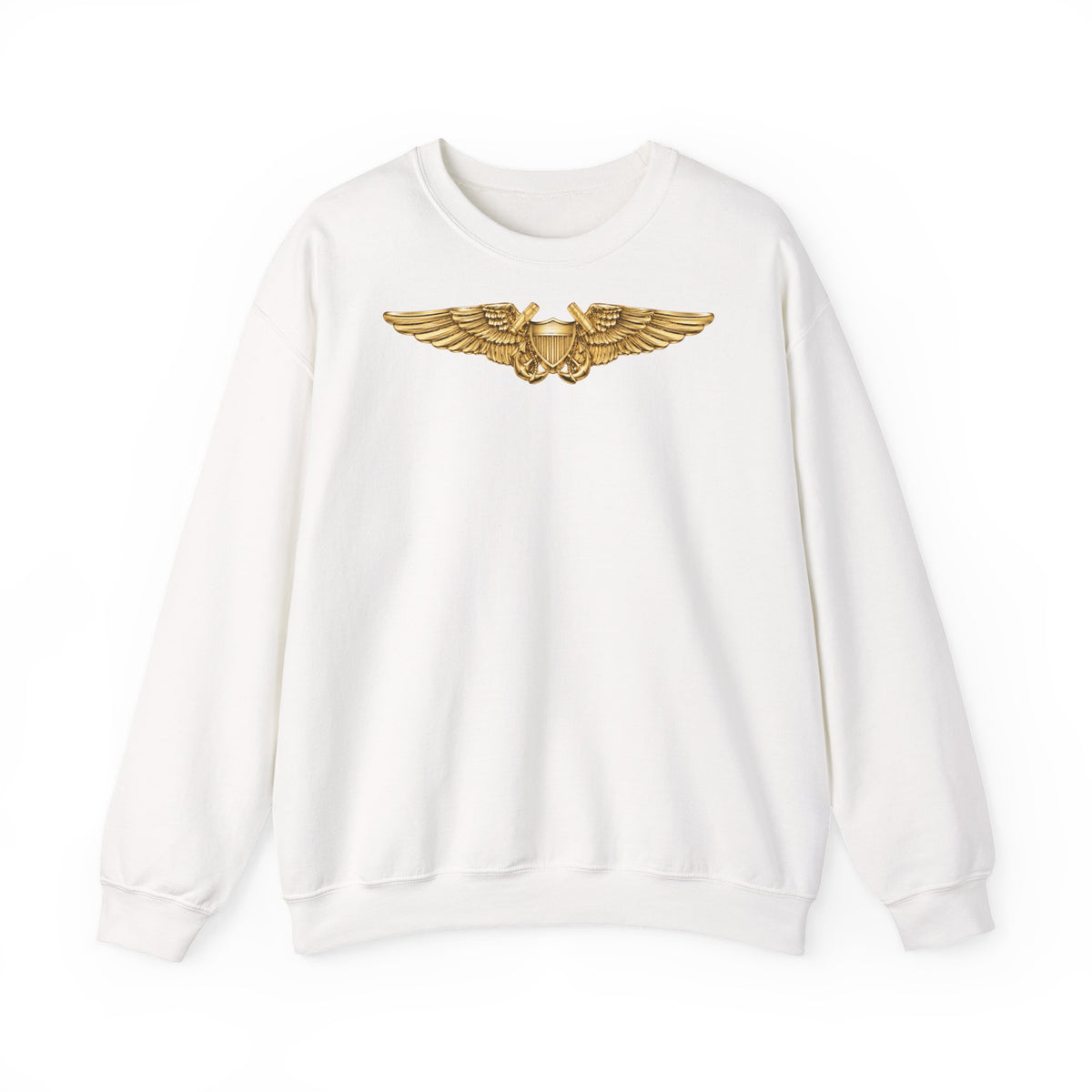 Unisex Heavy Blend™ Crewneck Sweatshirt - Navy - Badge - Naval Flight Officer Wings wo txt - 3D - Enhanced