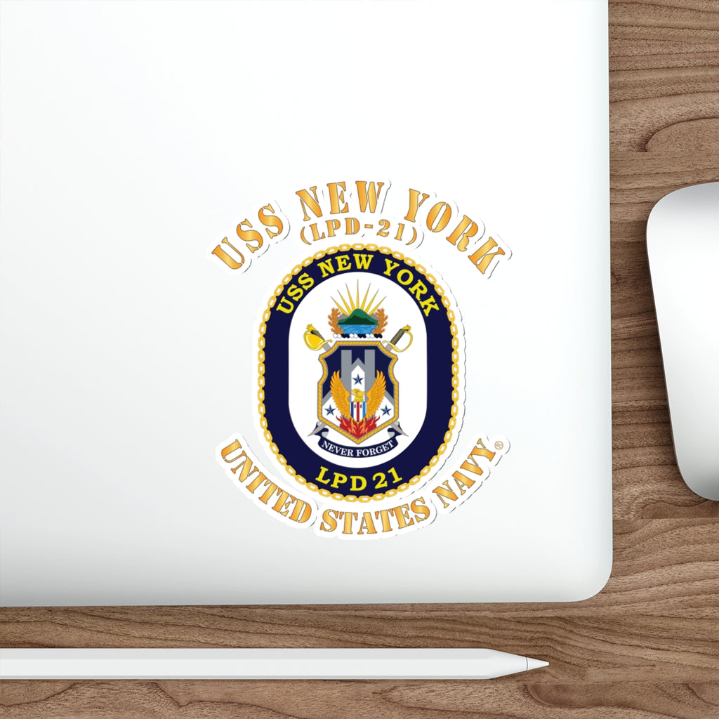 Die-Cut Vinyl Sticker - Navy - USS New York (LPD-21) X 300