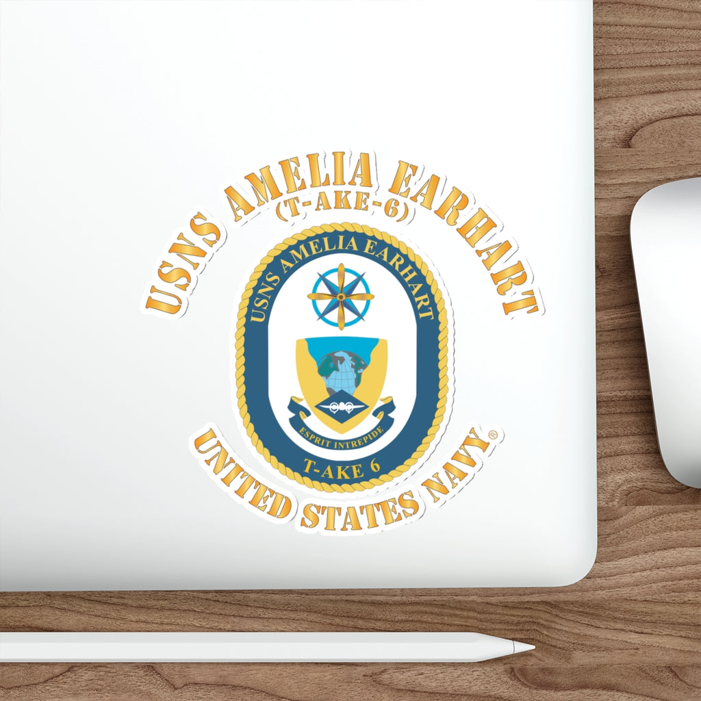 Die-Cut Vinyl Sticker - Navy - USNS Amelia Earhart (T-AKE 6)