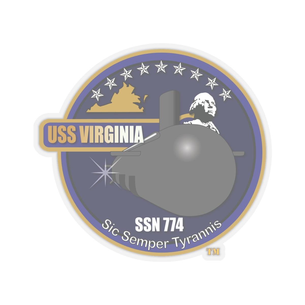 Kiss-Cut Stickers - Navy - USS Virginia (SSN-774) wo txt X 300