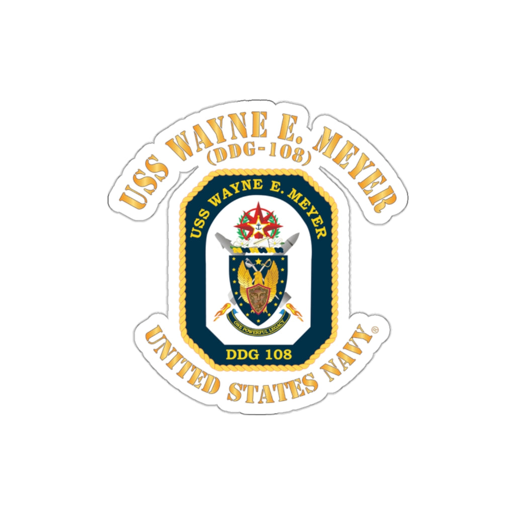 Die-Cut Vinyl Sticker - Navy - USS Wayne E. Meyer (DDG-108) X 300