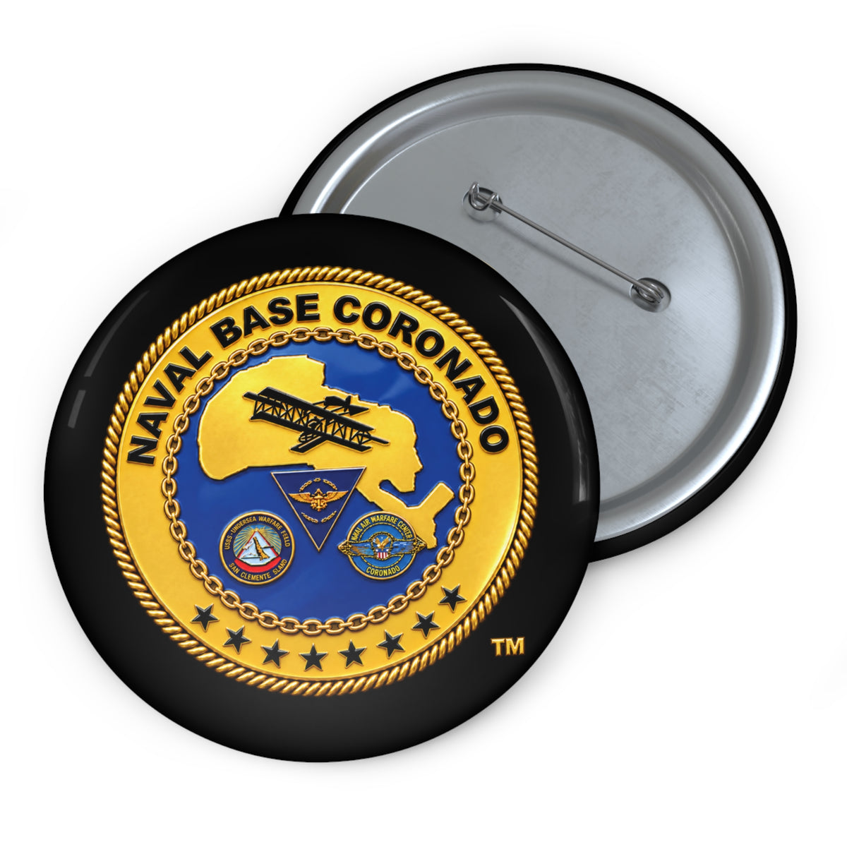 Pin Button - Navy - Naval Base Coronado - Crest - 3D - Enhanced