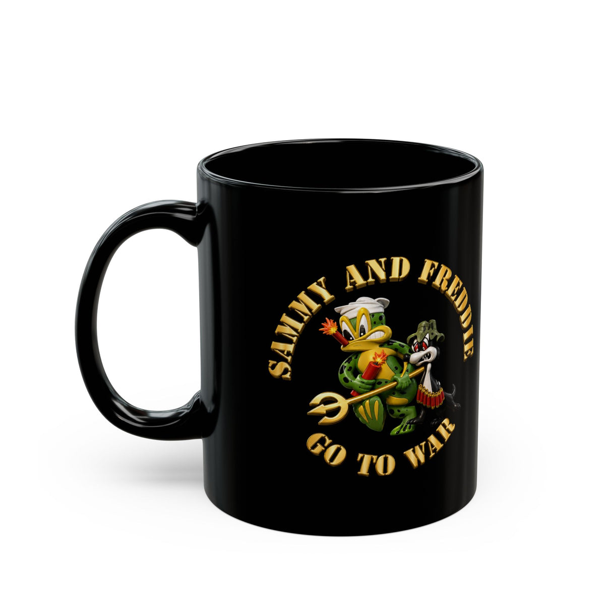 Black Mug (11oz, 15oz) - Navy - SOF - Sammy - Freddie - Go to War - 3D - Enhanced