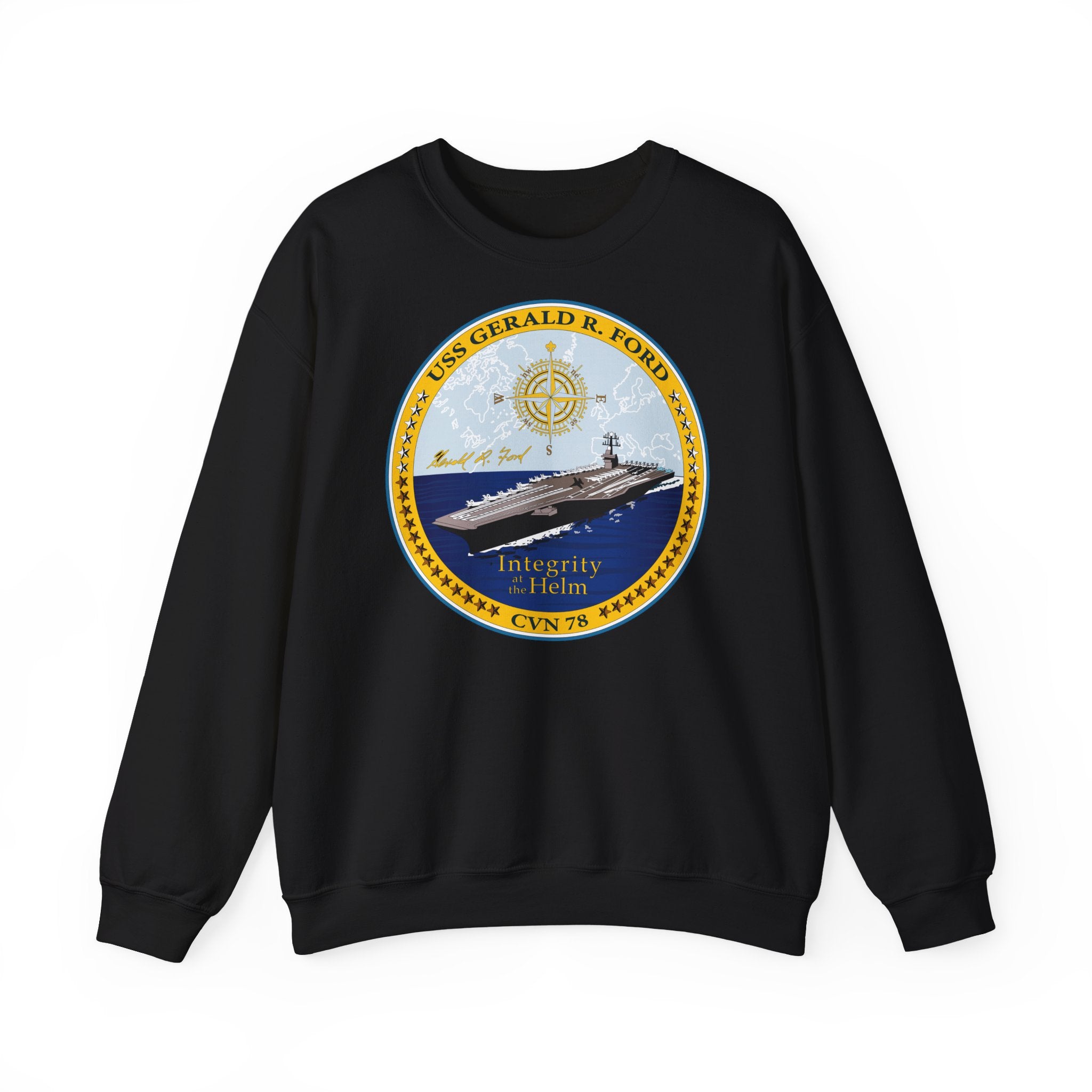 Unisex Heavy Blend™ Crewneck Sweatshirt - Navy - USS Gerald R. Ford (CVN-78) wo txt