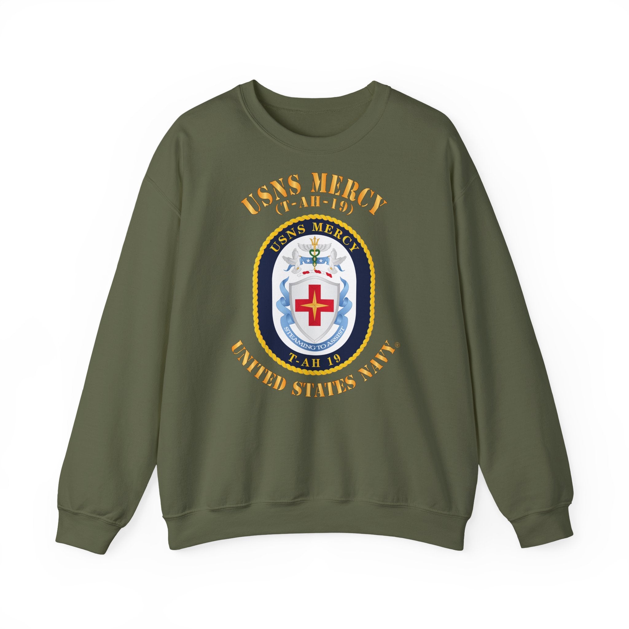 Unisex Heavy Blend™ Crewneck Sweatshirt - Navy - USNS Mercy (T-AH-19)