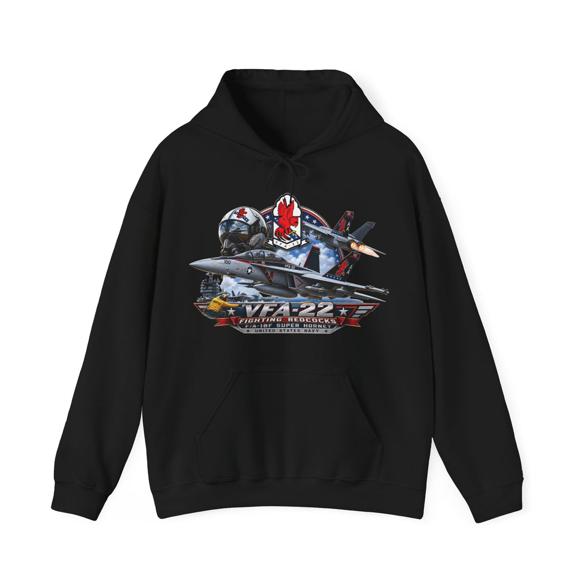 Unisex Heavy Blend™ Hoodies - Strike Fighter Squadron 22nd - AC - Fighting Redcocks - 3D - Enhanced