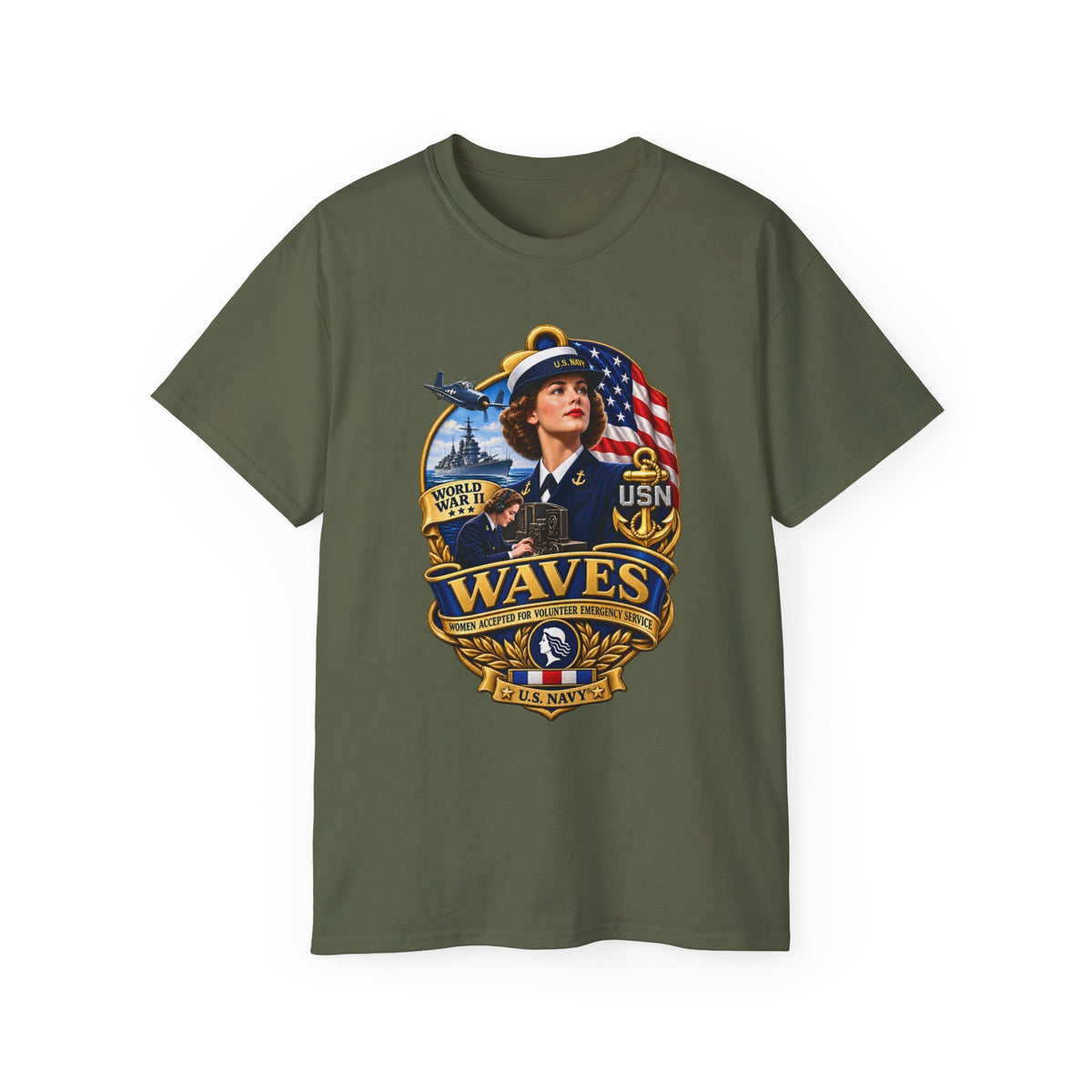 Unisex Ultra Cotton T-Shirt - WAVES - Women Accepted for Volunteer Emergency Service WWII - 3D - Enhanced