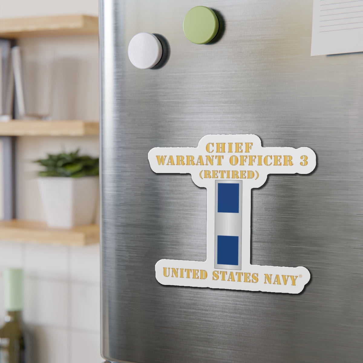 Die-Cut Magnet - Navy - Chief Warrant Officer 3 - CW03 - Retired