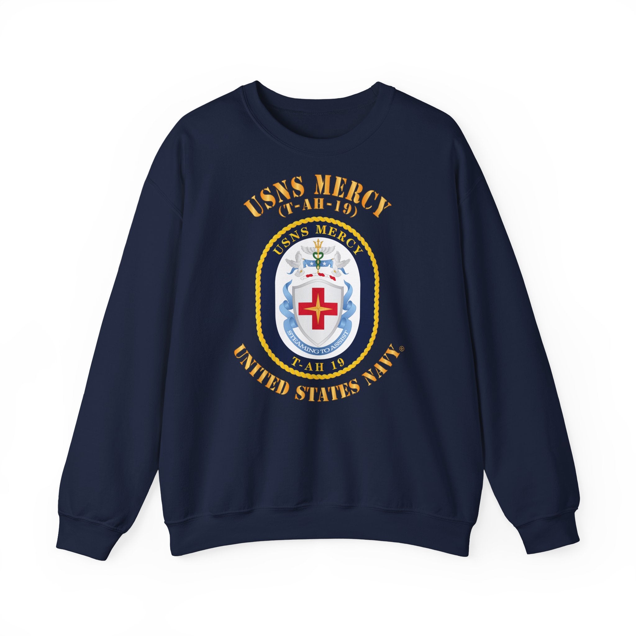 Unisex Heavy Blend™ Crewneck Sweatshirt - Navy - USNS Mercy (T-AH-19)