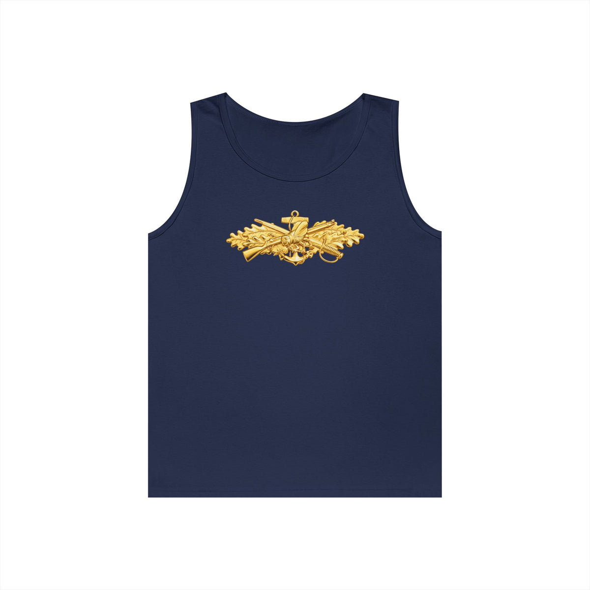 Unisex Heavy Cotton Tank Top - Navy - Badge - Seabee combat warfare specialist wo txt - Officer - 3D - Enhanced