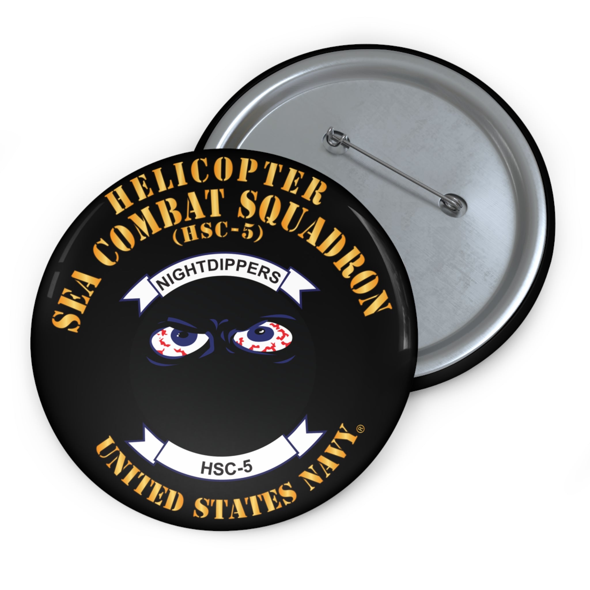 Custom Pin Button - Navy - Helicopter Sea Combat Squadron 5 (HSC-5)