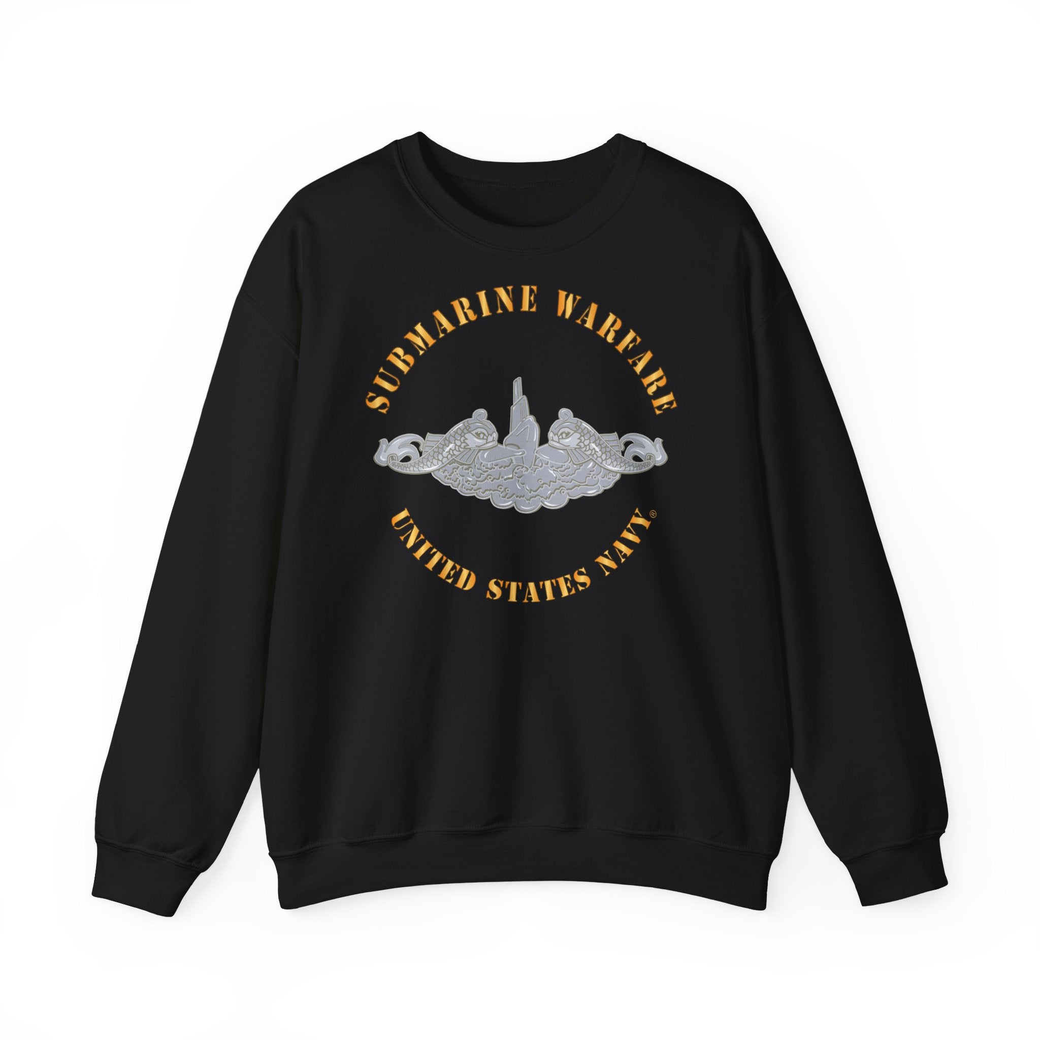 Unisex Heavy Blend™ Crewneck Sweatshirt - Navy - Submarine Badge - Silver