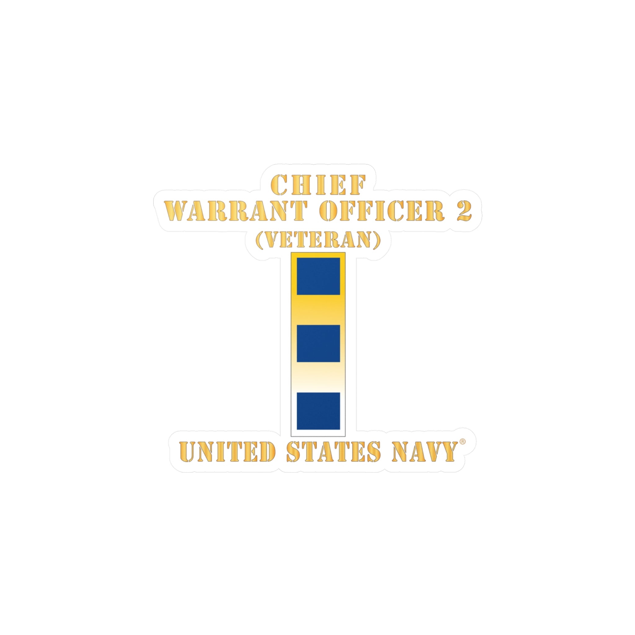 Kiss-Cut Vinyl Decal - Navy - Chief Warrant Officer 2 - CW02 - Veteran