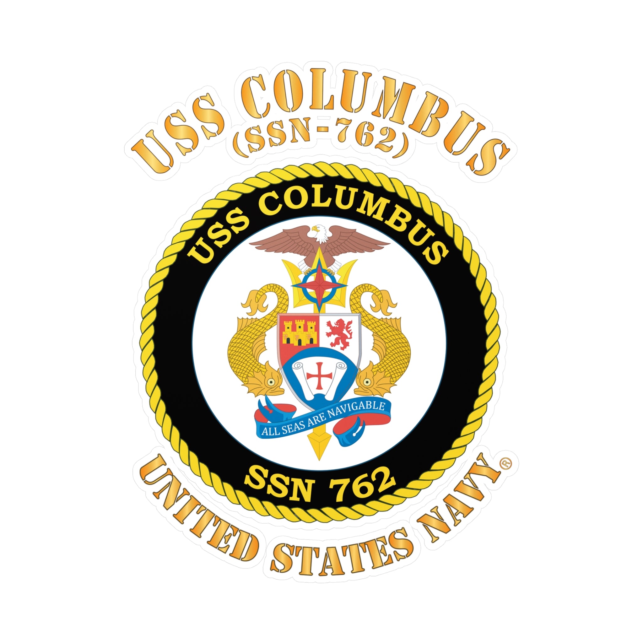 Kiss-Cut Vinyl Decal - Navy - USS Columbus (SSN-762)