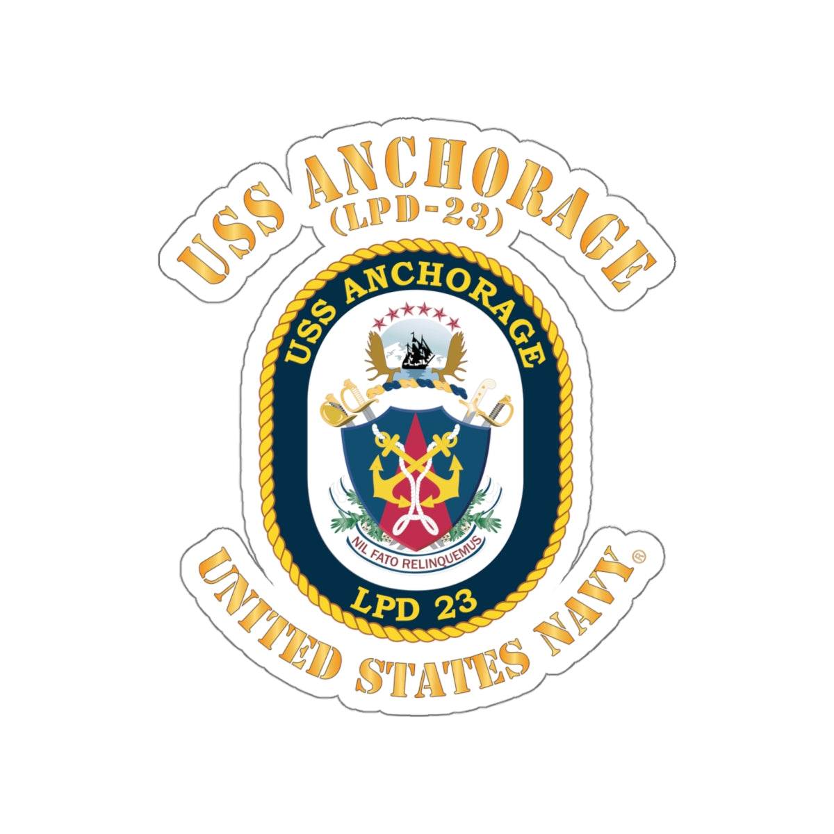 Die-Cut Vinyl Sticker - Navy - USS Anchorage (LPD-23)
