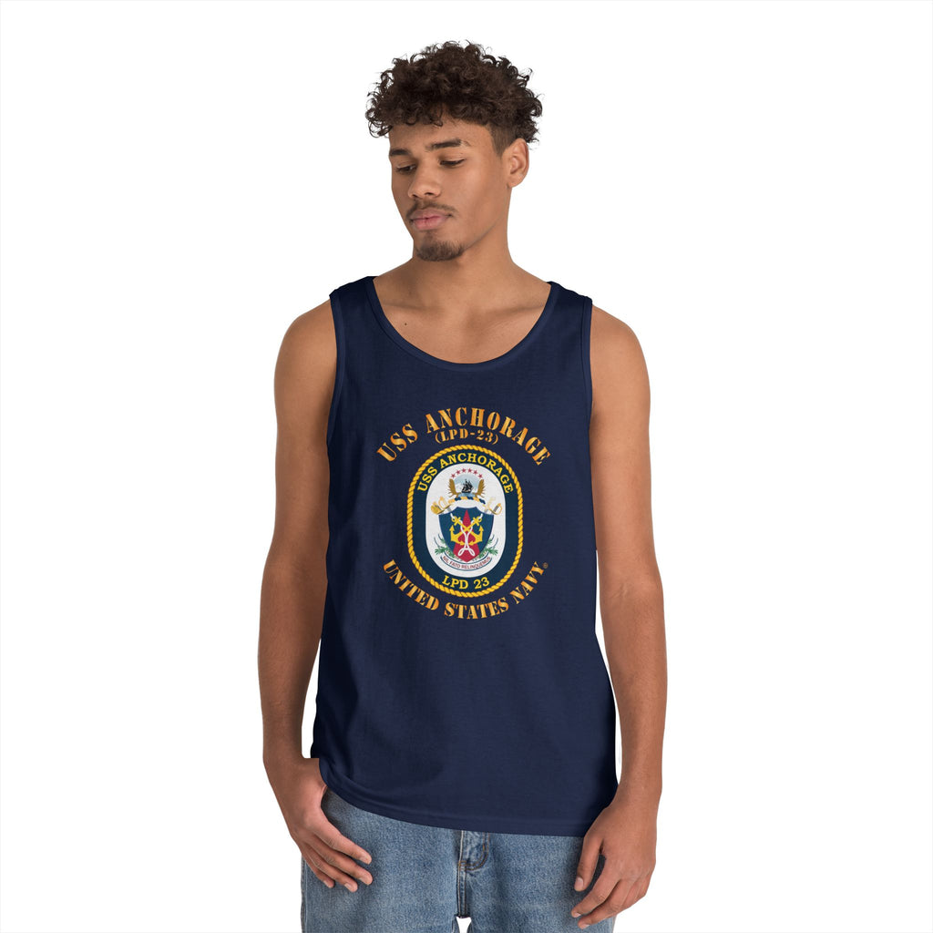 Unisex Heavy Cotton Tank Top - Navy - USS Anchorage (LPD-23)